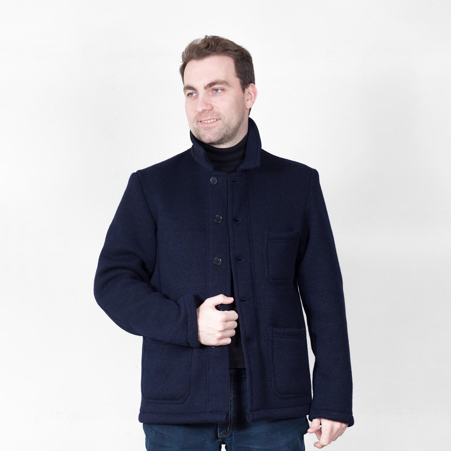 Thick Knitted Virgin Wool Melton Jacket 6V/5
