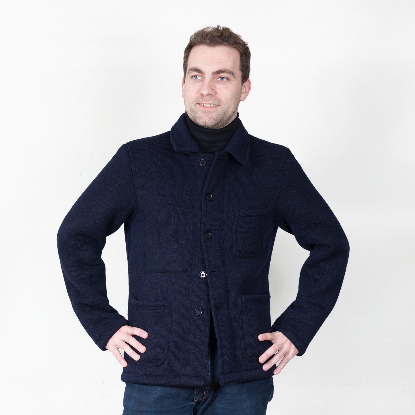 Veste Laine Tricotée navy