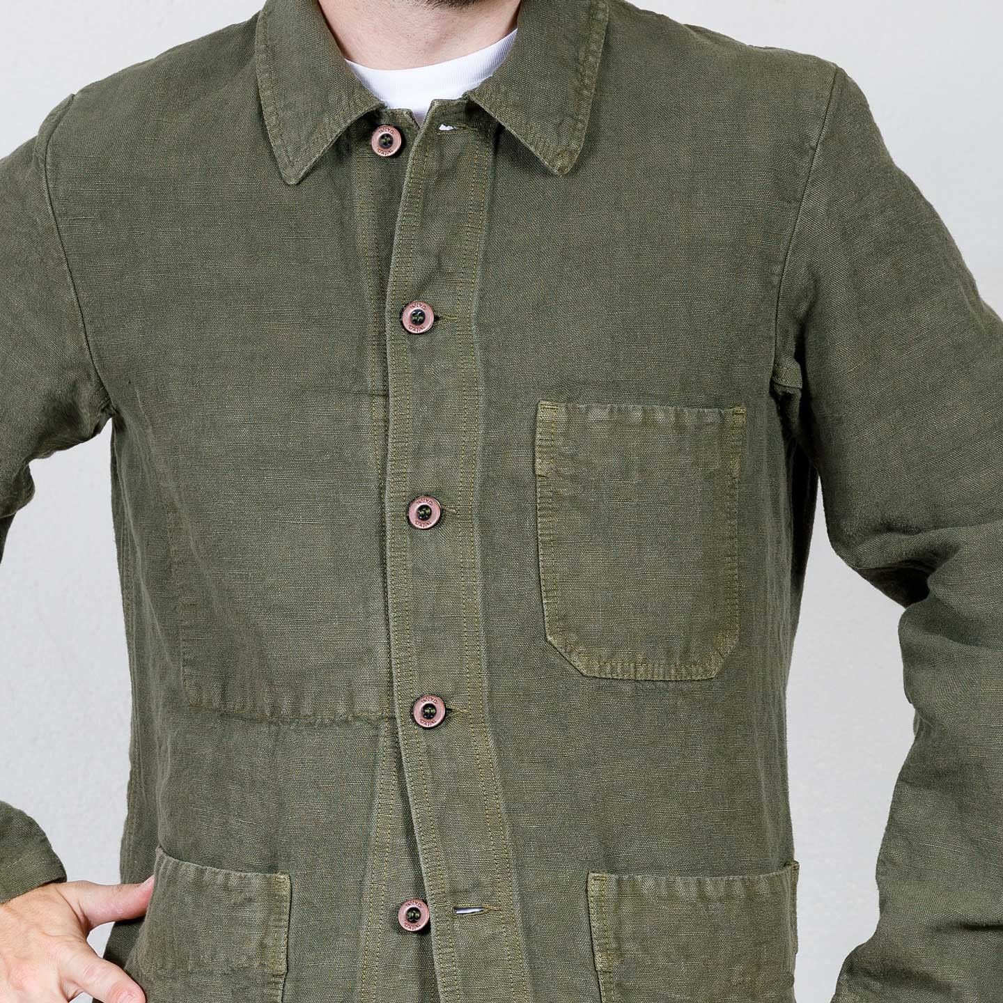 Jacket in Heavy Linen fabric 2L/5C VETRA Olive