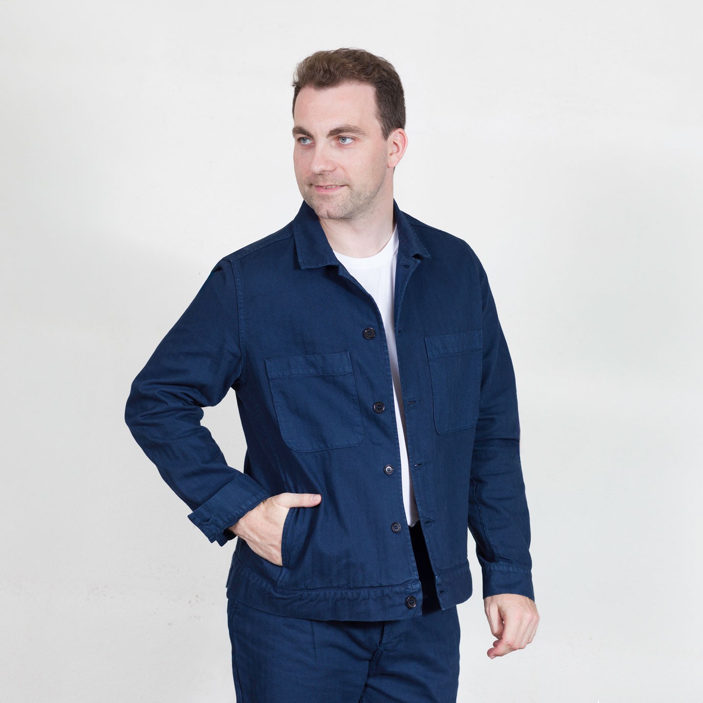 Bomber jacket in 100% Cotton Herringbone