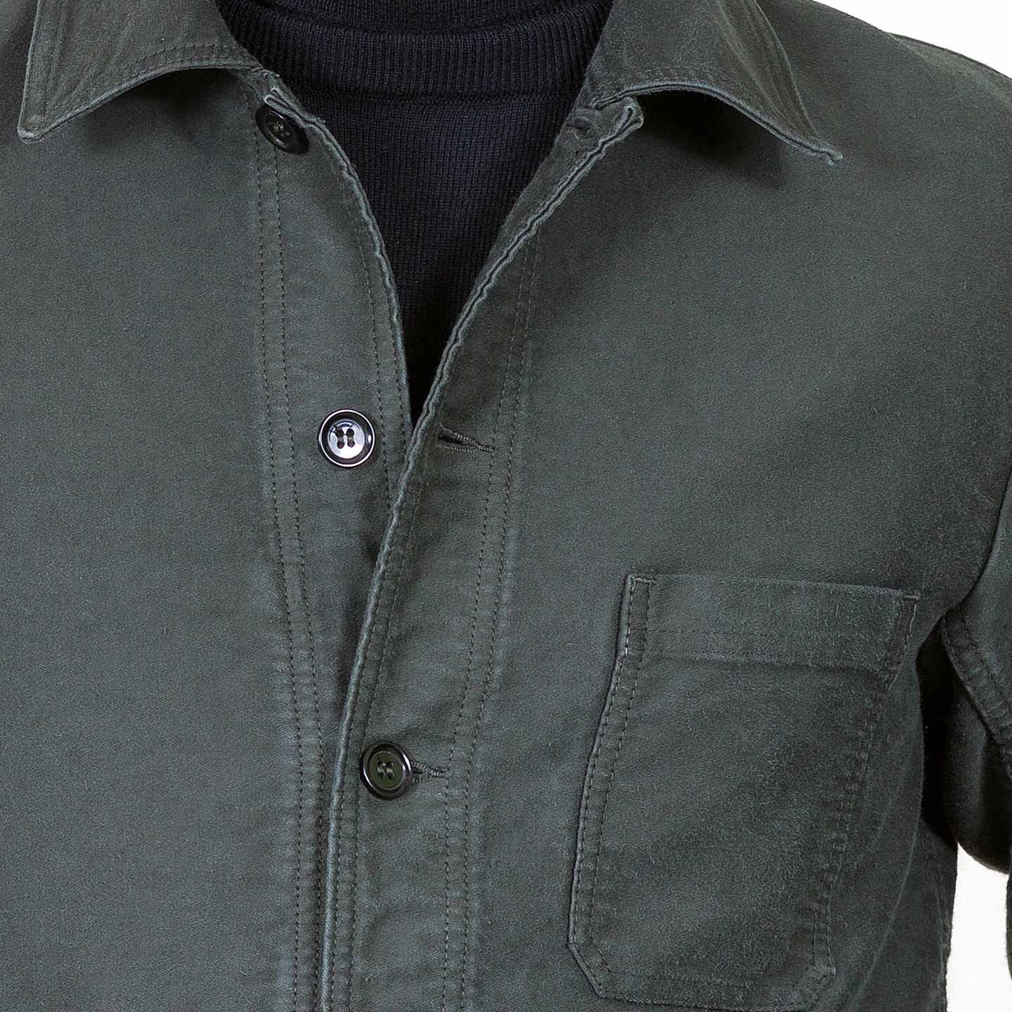 French Workwear chore jacket in sateen moleskin 3M/5 Dark Khaki