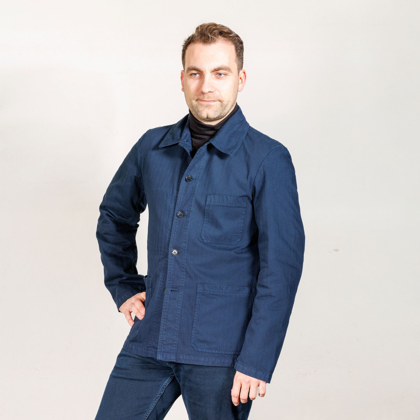 Herringbone canvas Jacket NAVY