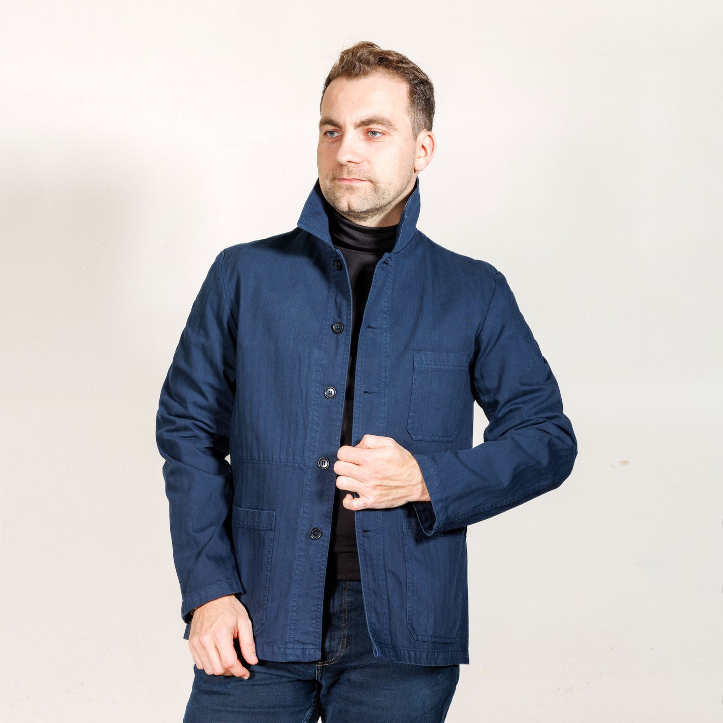Herringbone canvas Jacket NAVY