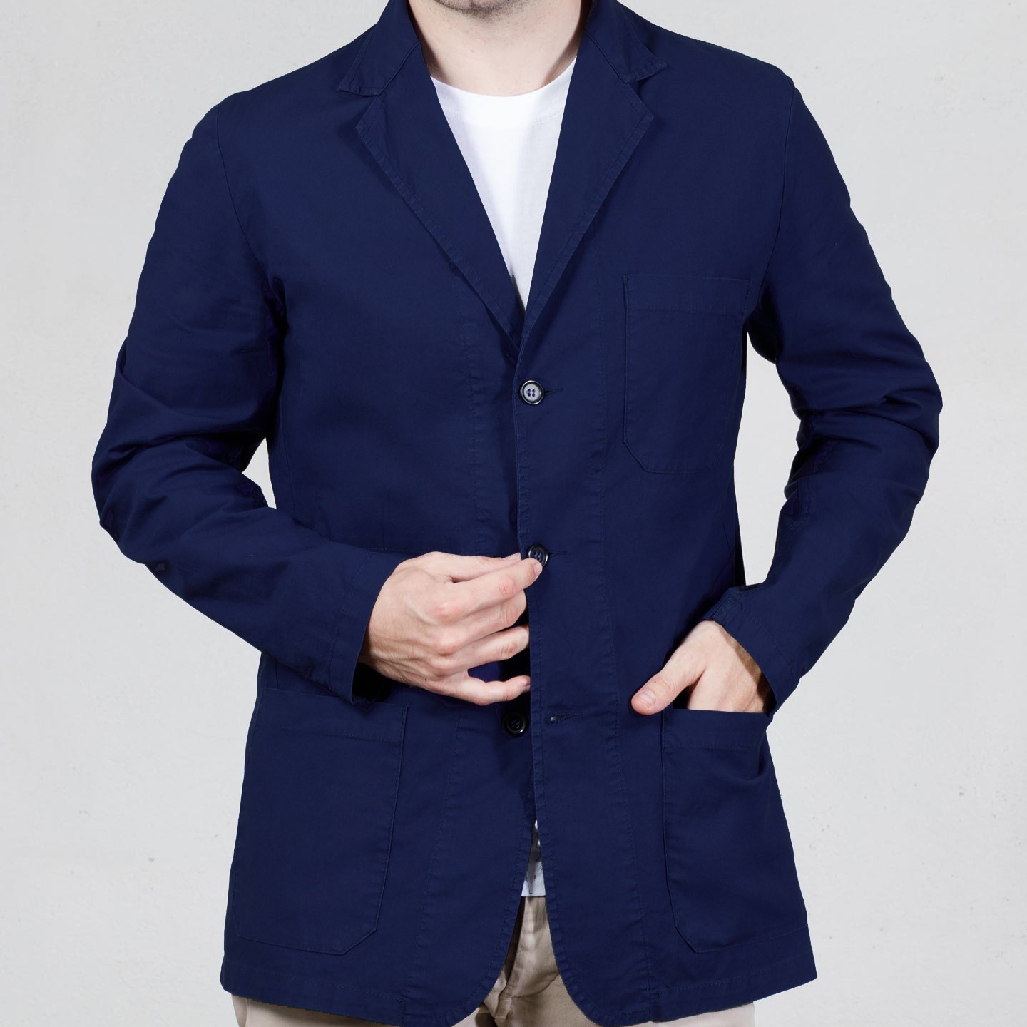Veston navy workwear en toile légère 4N/24