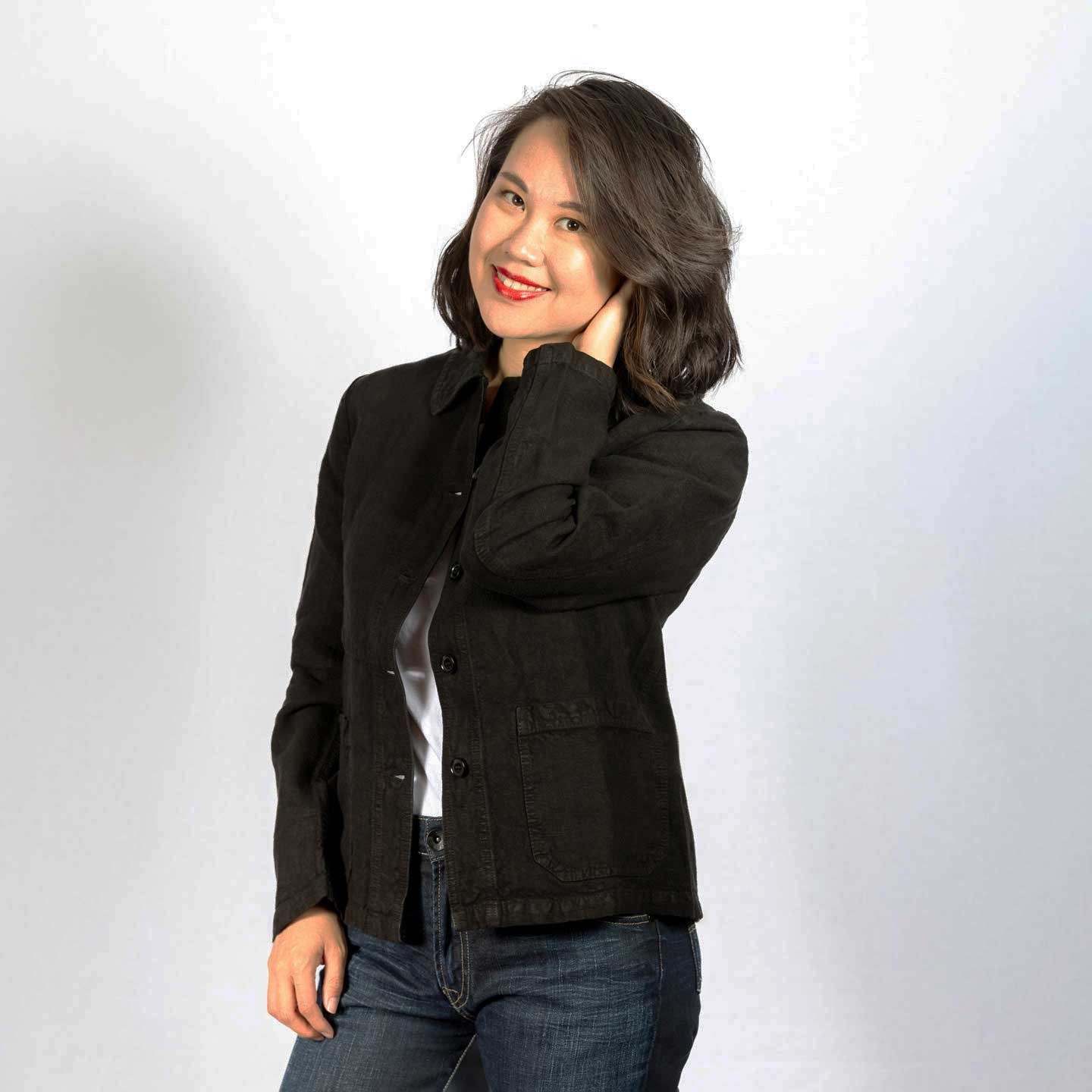 Jacket in heavy linen fabric BLACK