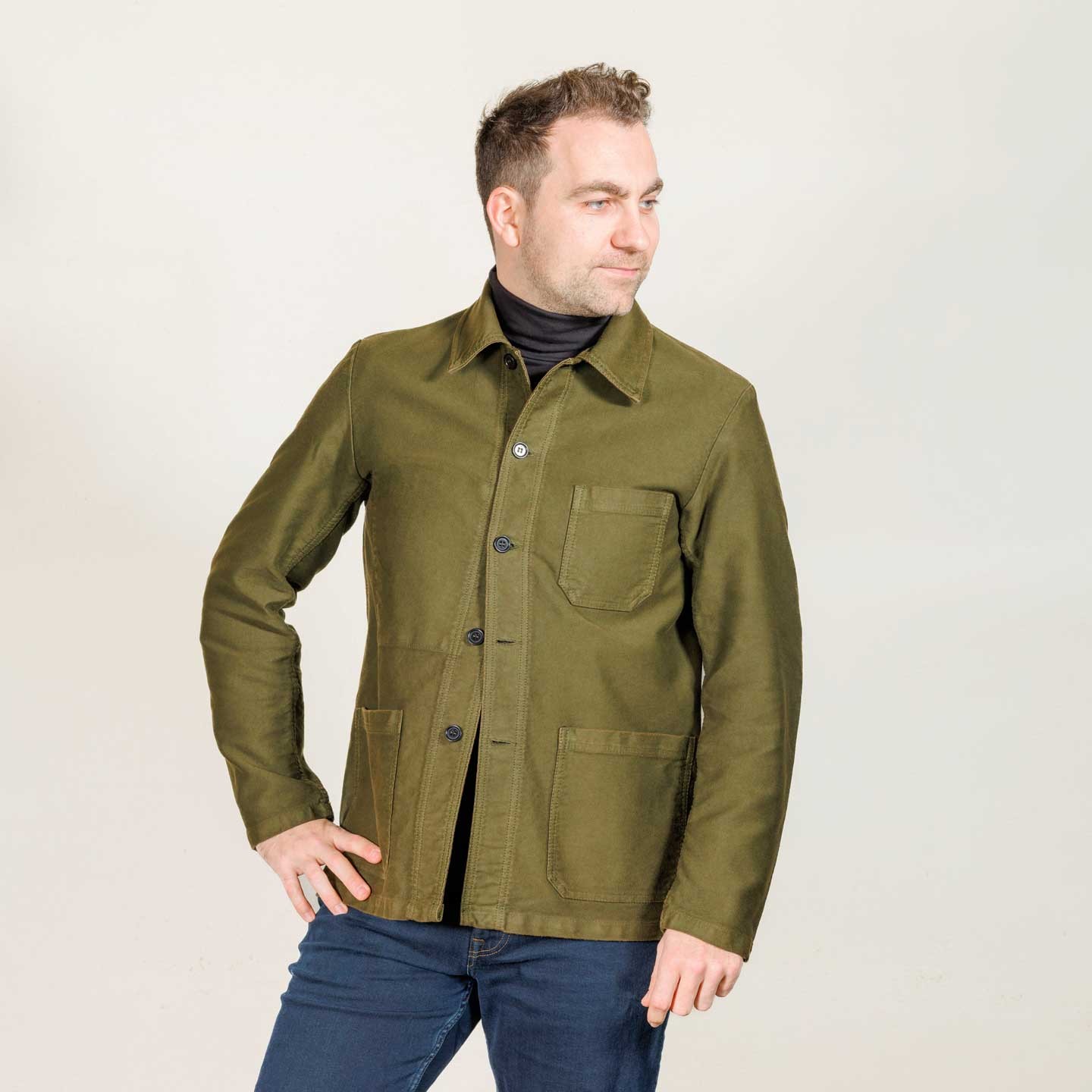 Veste workwear en moleskine 4M/5 Frêne - L'authentique Bleu de Travail Français