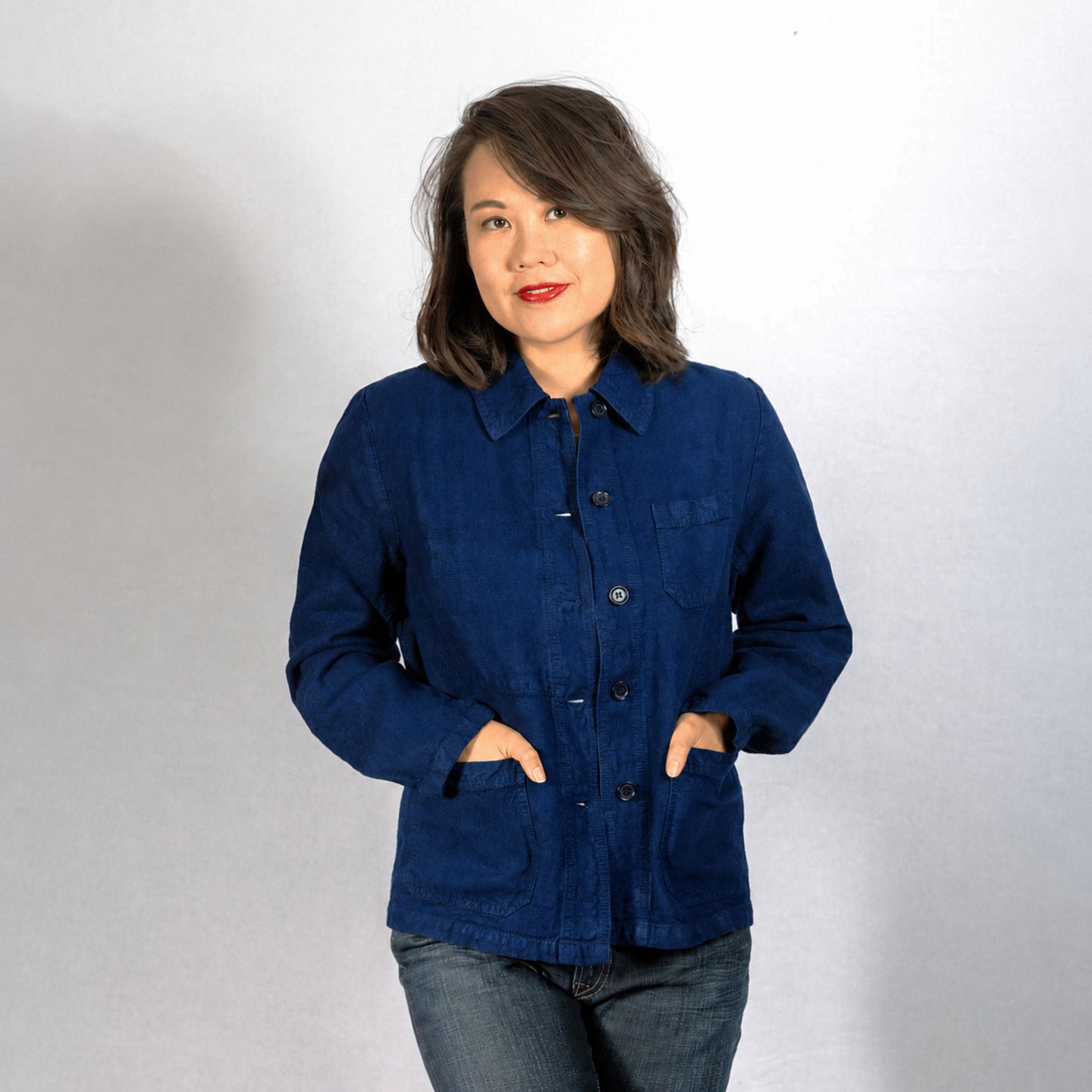 Veste femme en 100% lin NAVY