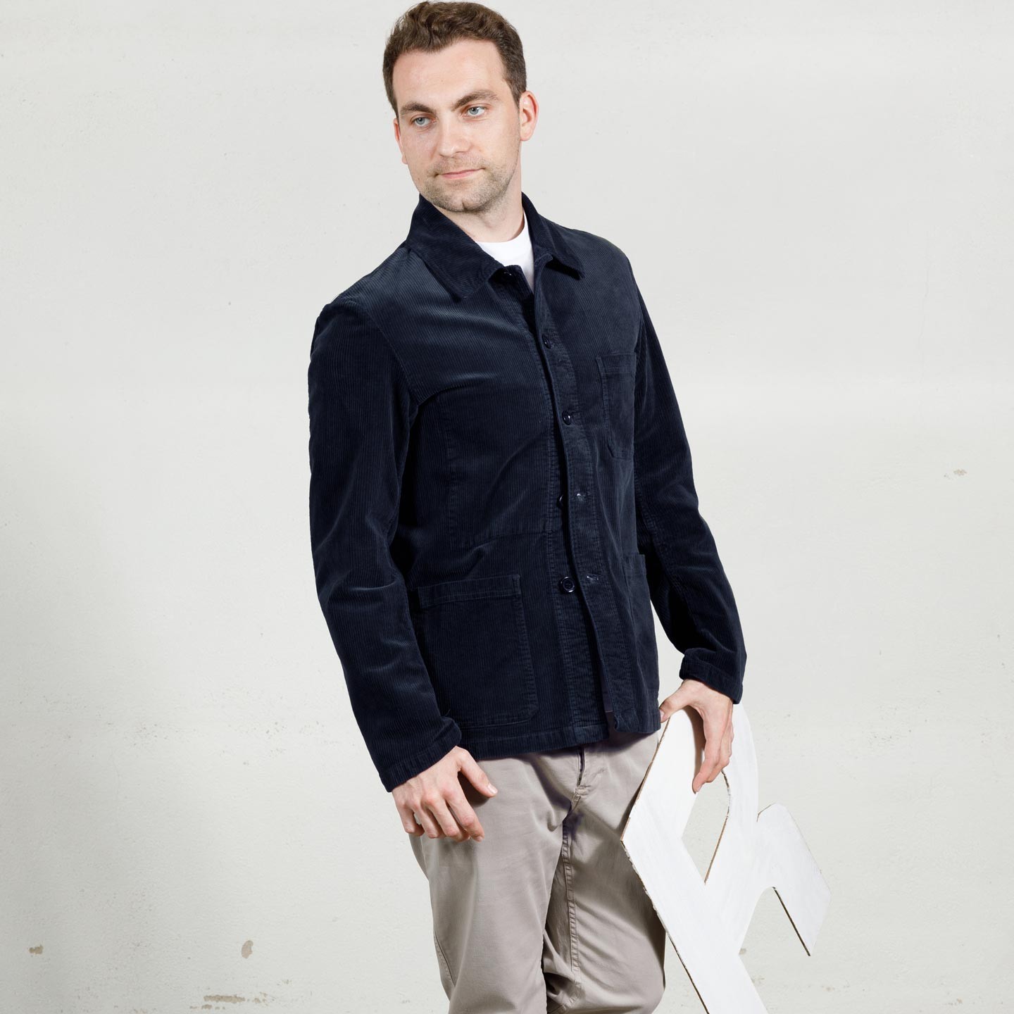 Soft Corduroy Workwear Jacket 2B/5 navy