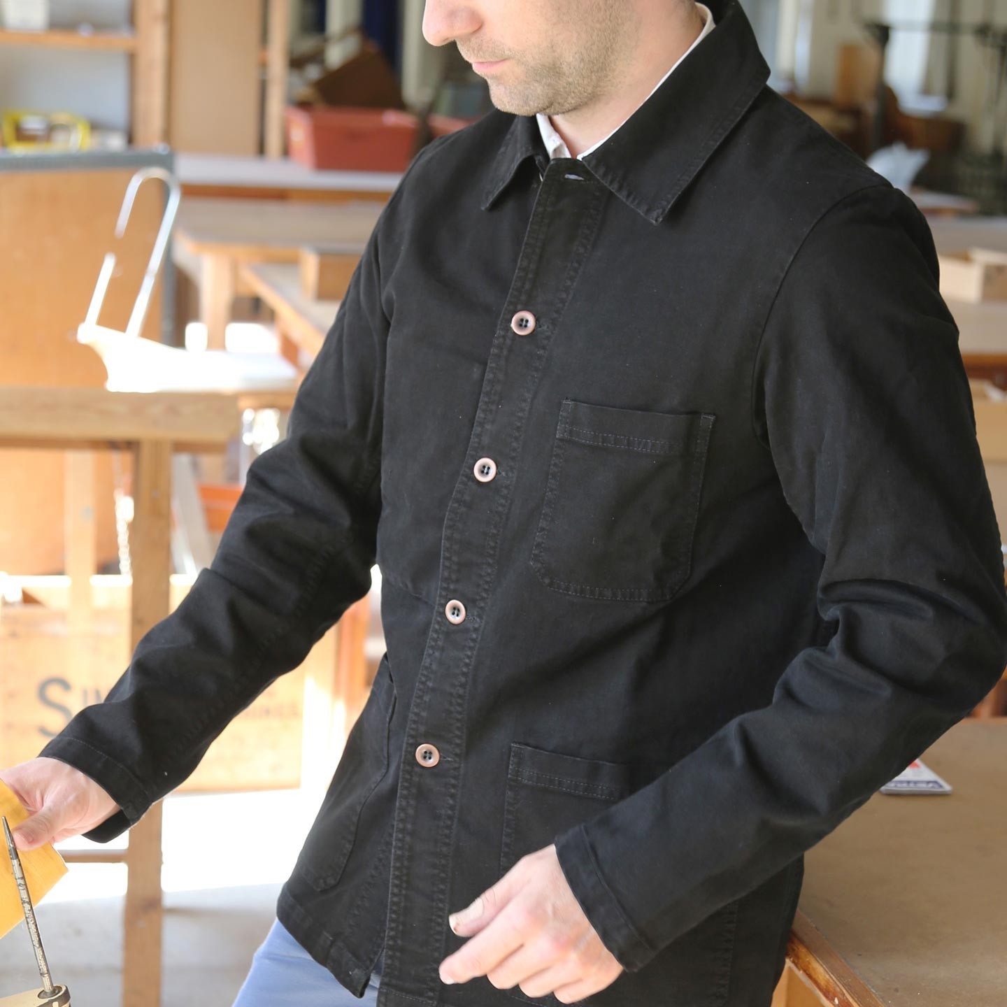 Veste workwear à tissu sergé irrégulier 2A/5C black