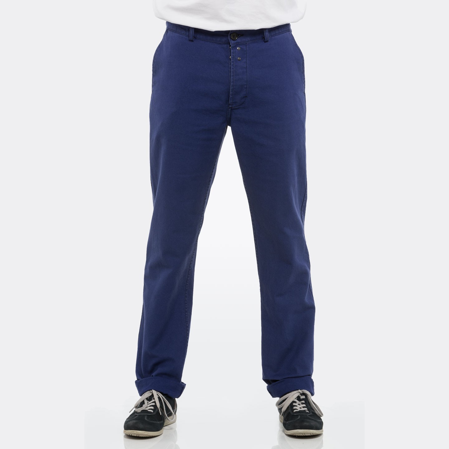 Pantalon à pinces en croisé coton bio 1G/264 navy