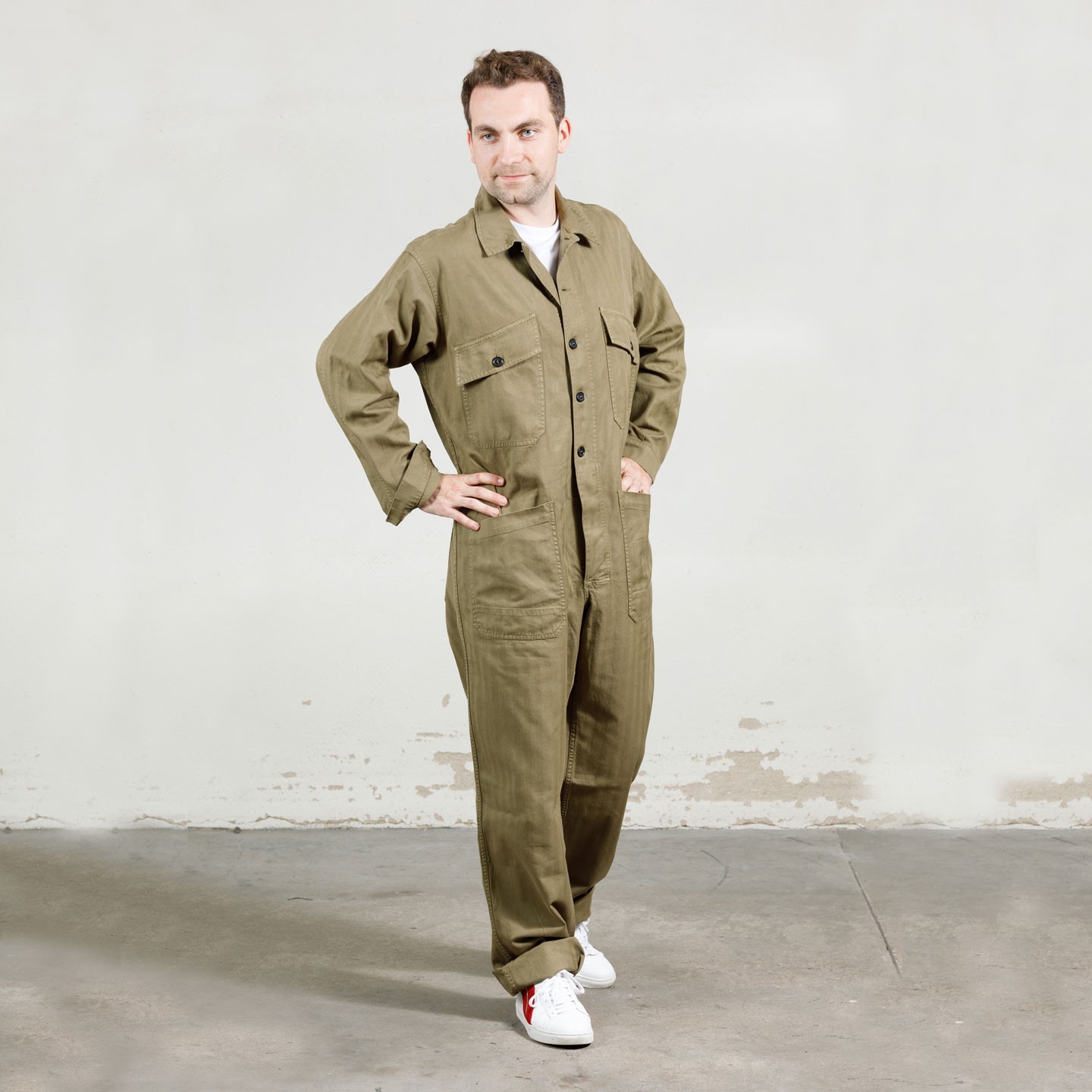 "Loose" Overall in light cotton linen herringbone 2V/213