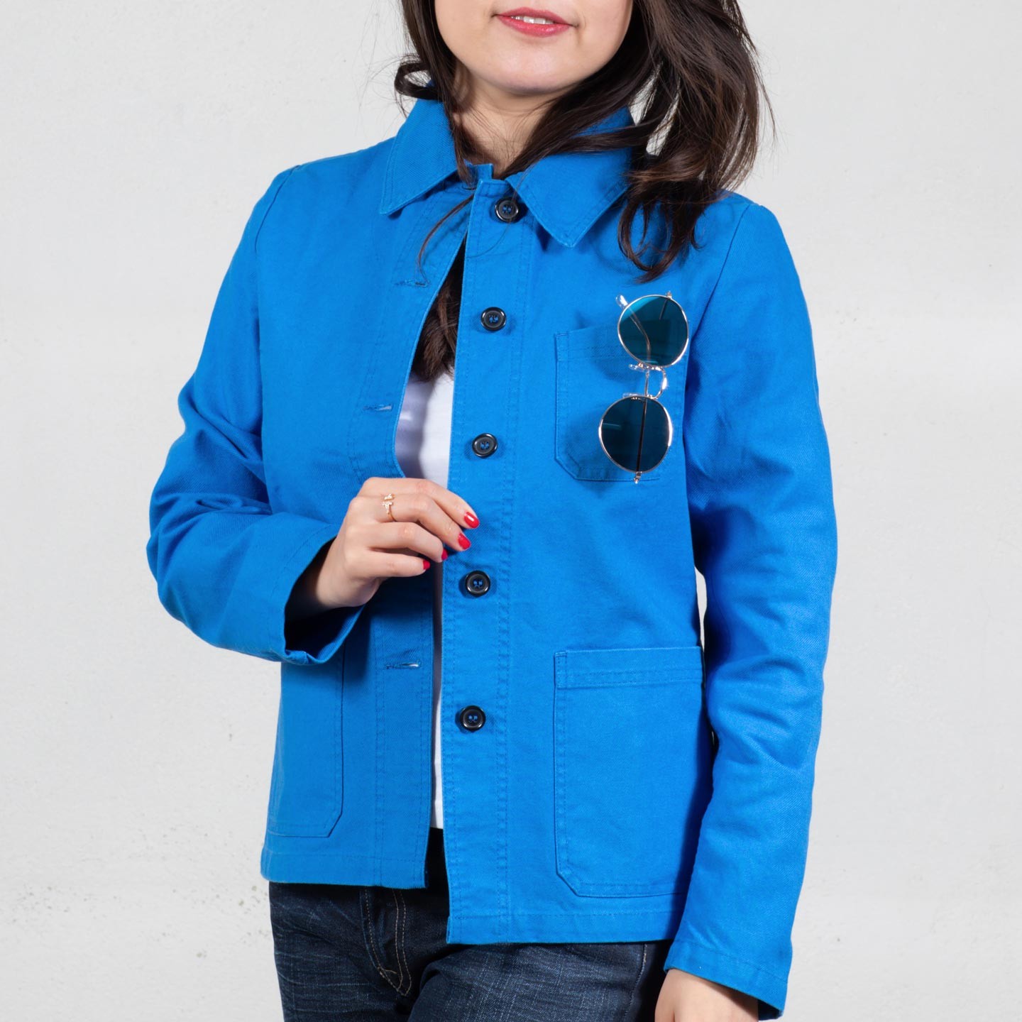 Workwear Jacket in organic twill fabric 1G/4F bleu saxo