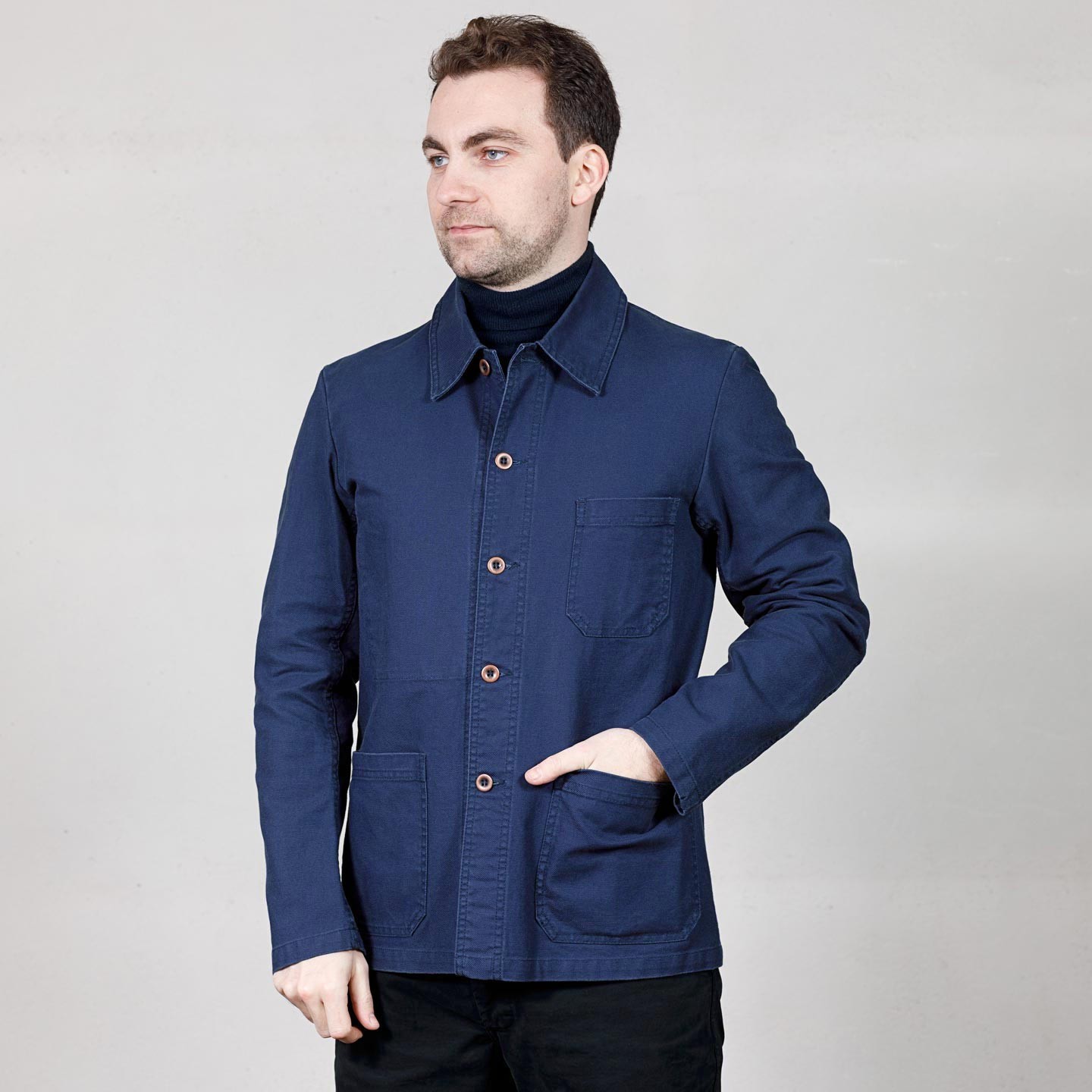 VETRA Workwear Jacket in organic cotton twill fabric 1C/5C navy