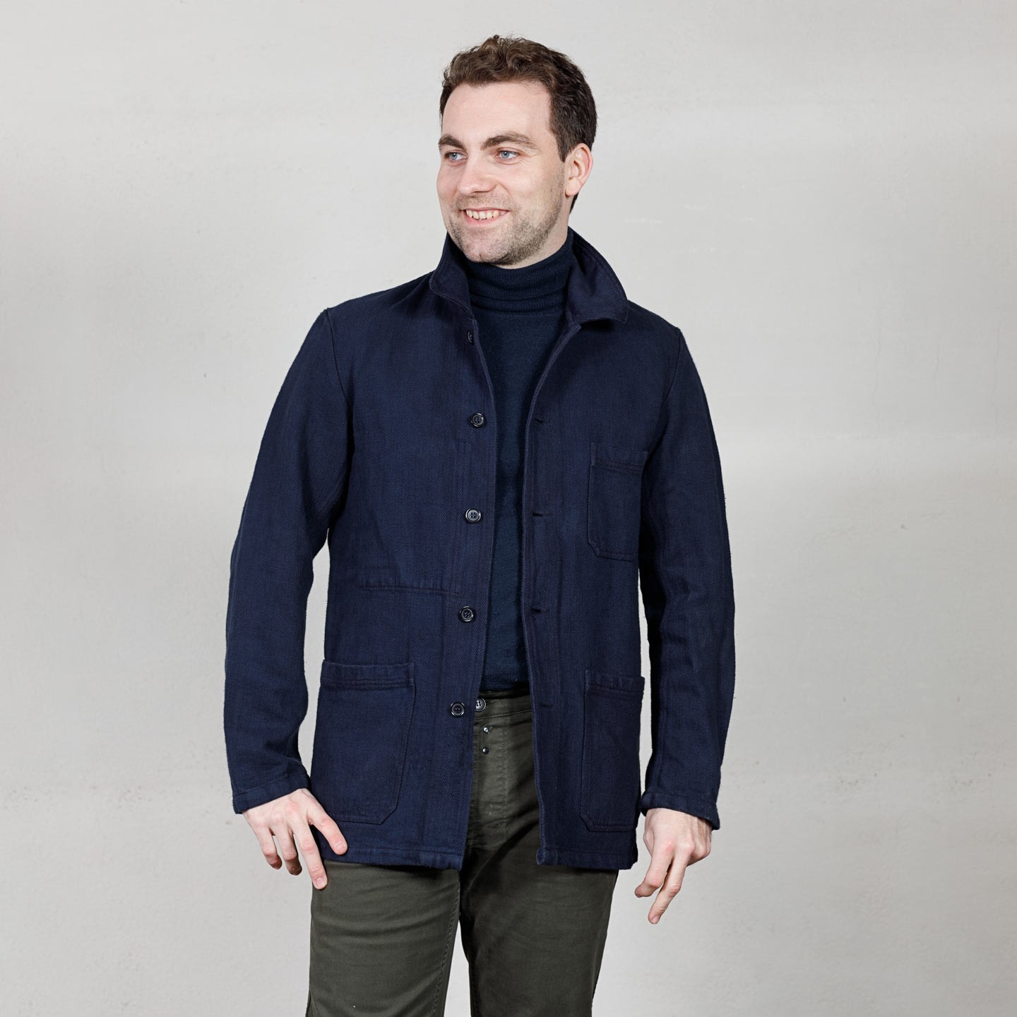Workwear Jacket in Herringbone fabric 1A/4 navy