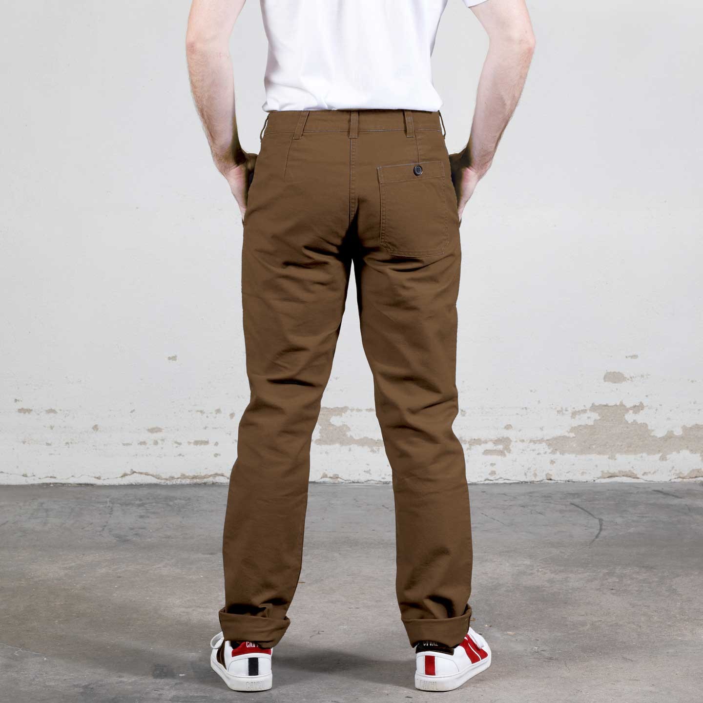 Pantalon workwear en croisé en coton bio 1G/256 tan