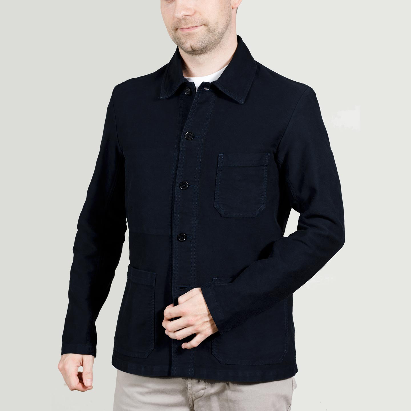 Workwear jacket in washed moleskin 3M/5E black