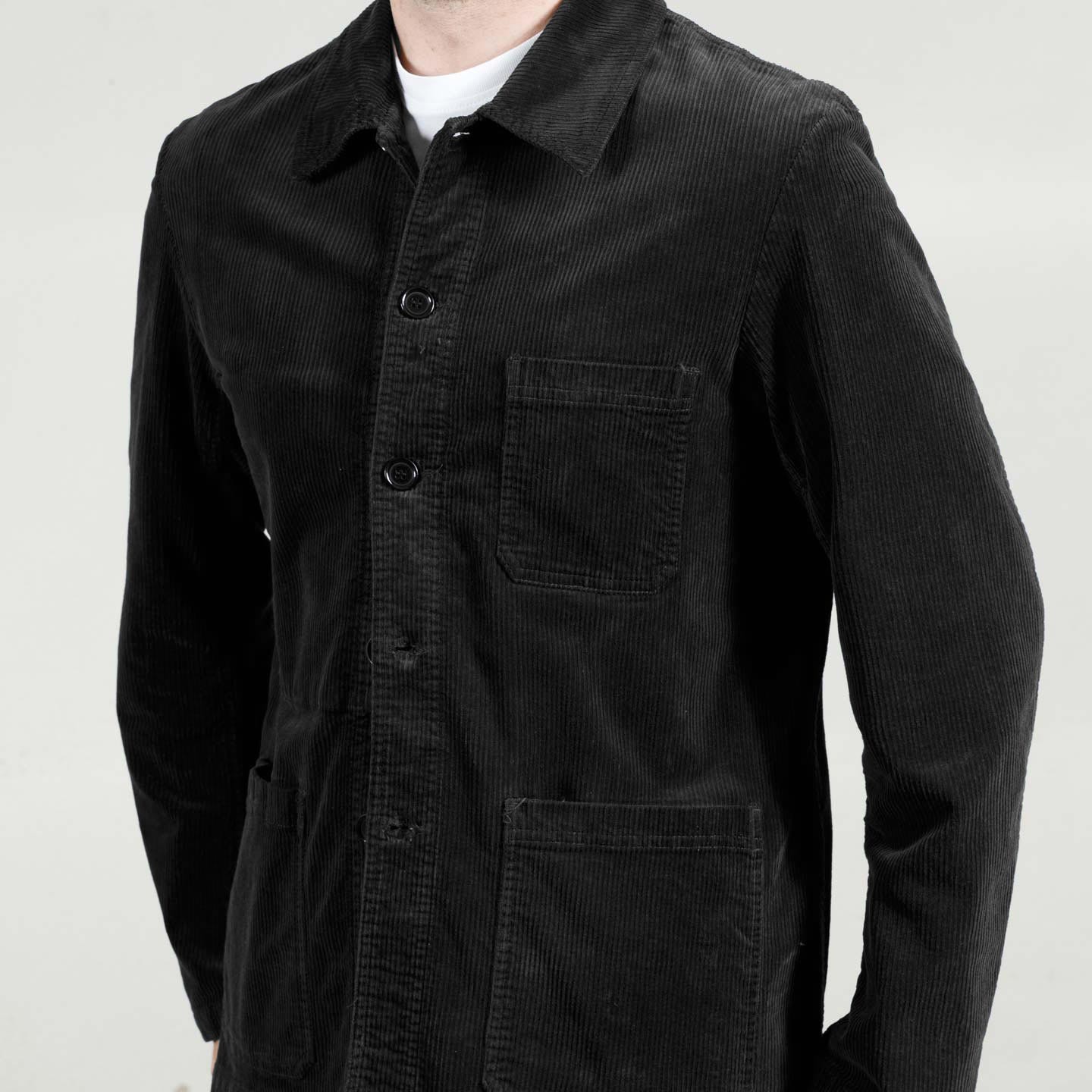 Soft Corduroy Workwear Jacket - BLACK