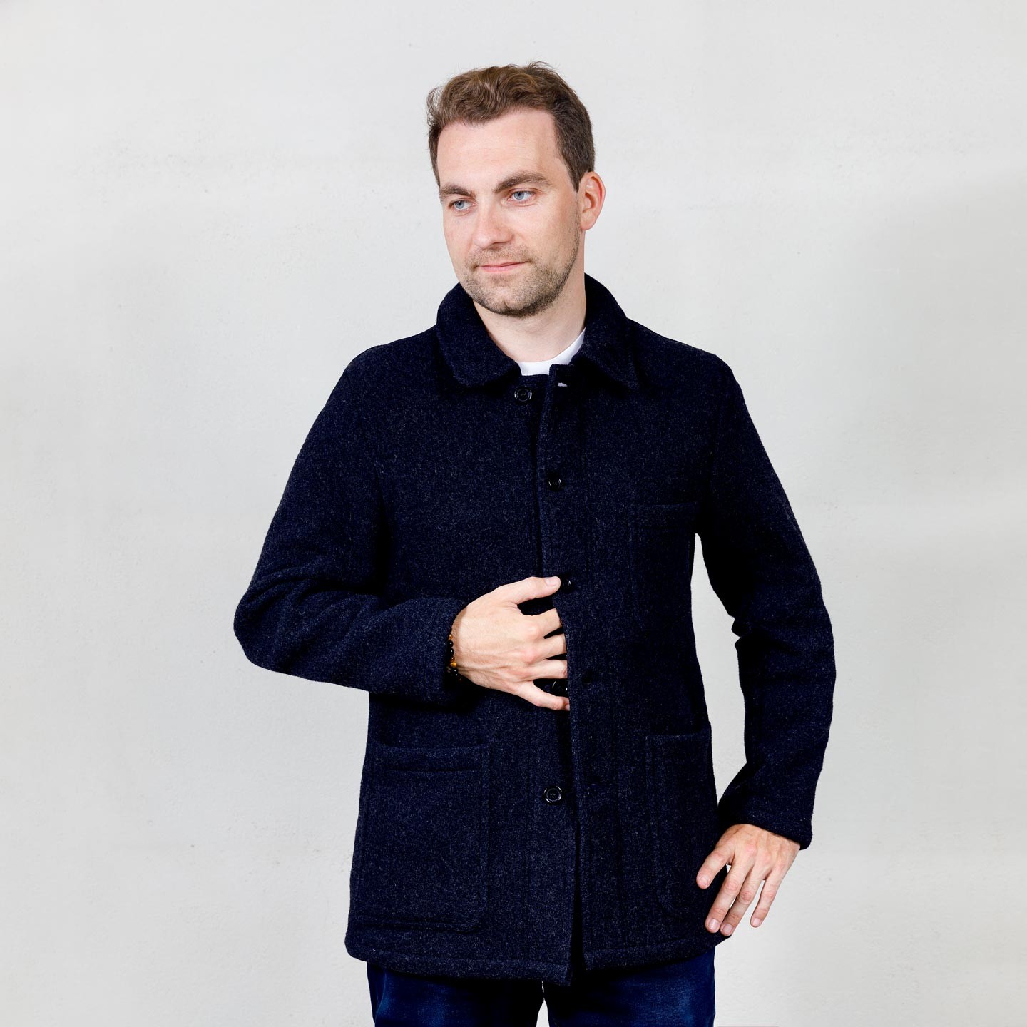 Veste en drap double-face laine 5F/4 navy